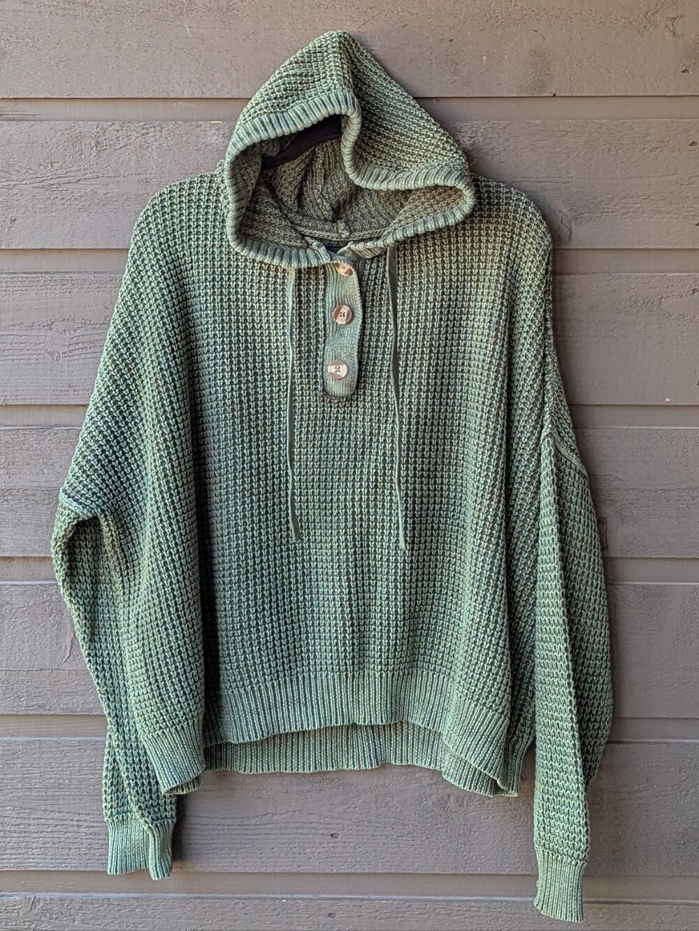 Natural Reflections 100% Cotton Forest Green Waffle Knit Pullover Sweater XXL